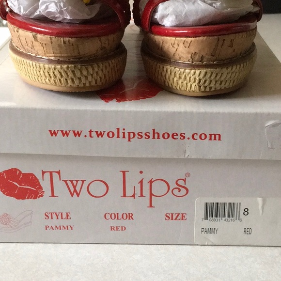 NWB Two Lips “Pammy” Red Cork Wedges - Picture 2 of 8